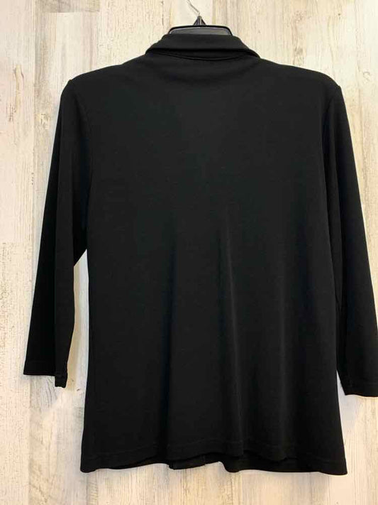 PRE-OWNED APOSTROPHE Tops Size S Black 3/4 SLEEVE BUTTON UP COLLARD TOP