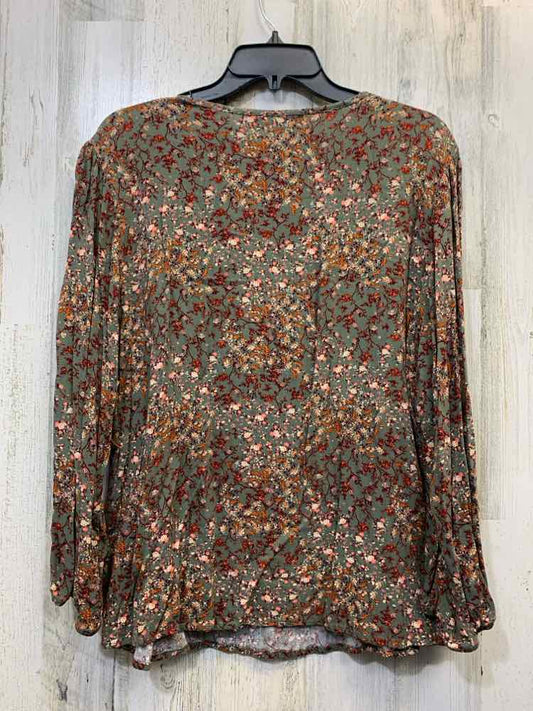 PRE-OWNED BERKLEY JENSEN PLUS SIZES Size XXL FALL COLORS Floral LONG SLEEVES TOP