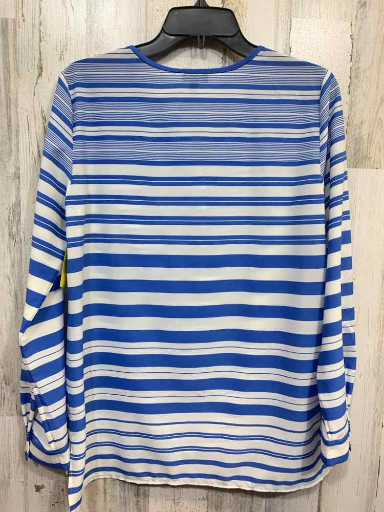 PRE-OWNED TALBOTS/HORIZONTAL STRIPE LONG SLEEVE SPLIT V-NECK