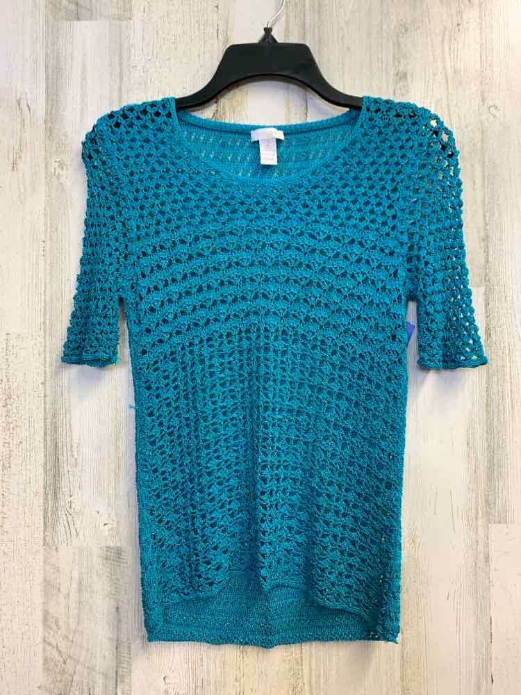 PRE-OWNED CHICOS Tops Size L Teal SHORT SLEEVES TOP