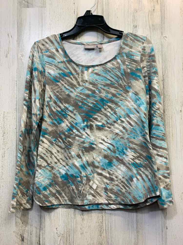 PRE-OWNED CHICO'S Tops Size 0 GRY/BLUE LONG SLEEVES TOP