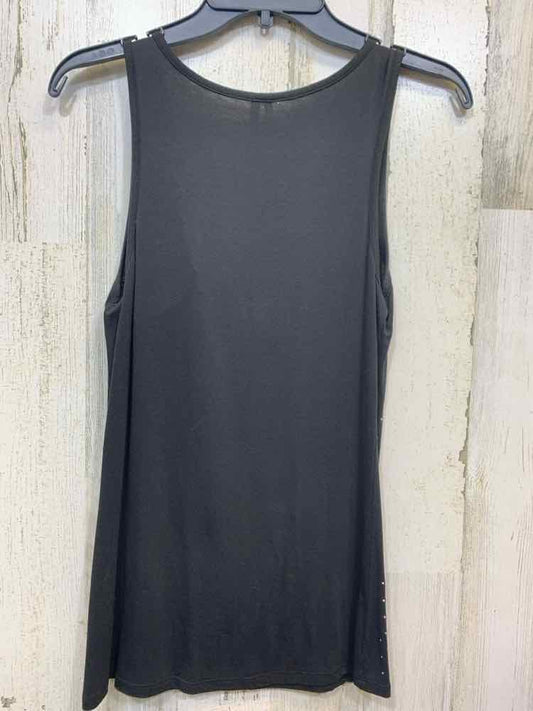 PRE-OWNED MAURICE Tops Size M BLACK/SILVER JEWELS SLEEVELESS Tank Top/BEADED SCO