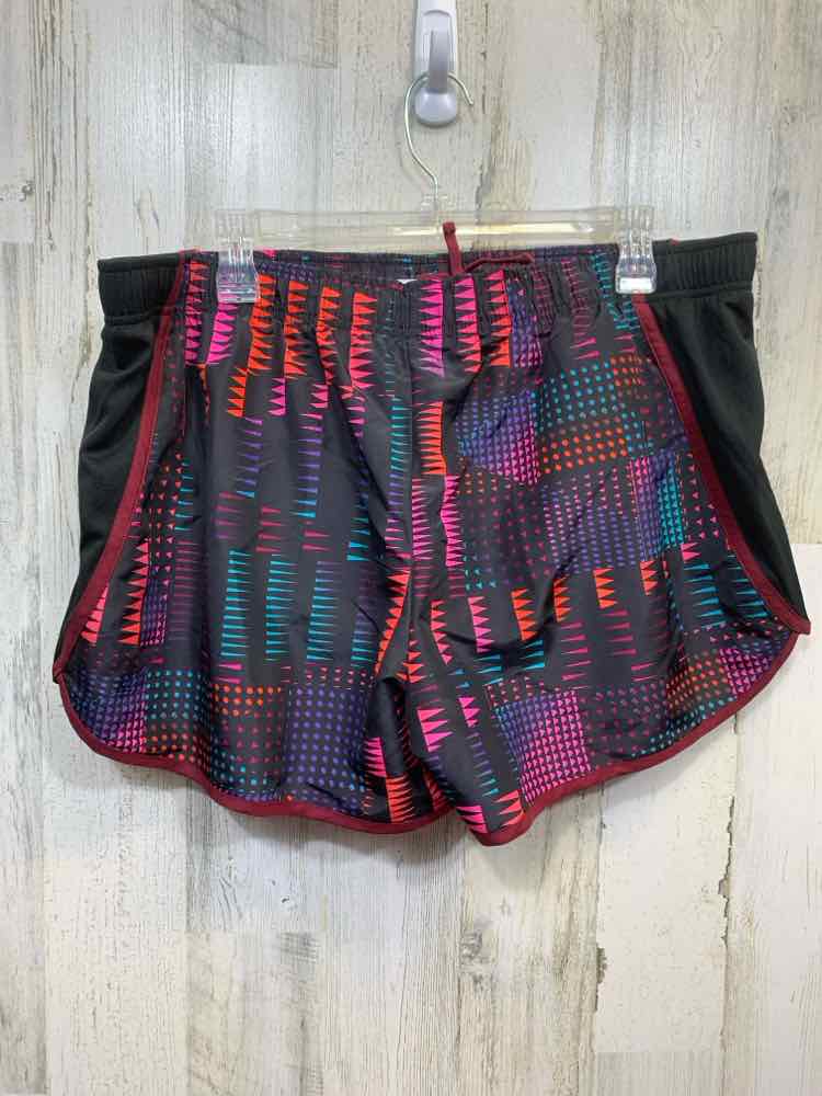 NWT DANSKIN Activewear XL BLACK/FUSH/TEAL/PRPL ABSTRACT SHORTS Activewear Bottom
