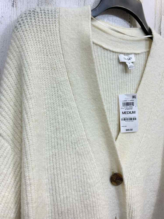 NWT ON 34TH Size M Tops Cream RIB KNIT LONG SLEEVE/V NECK BUTTON UP CARDIGAN