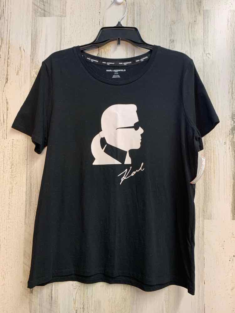 KARL LAGERFELD Tops Size L BLK/WHT T-SHIRT TOP