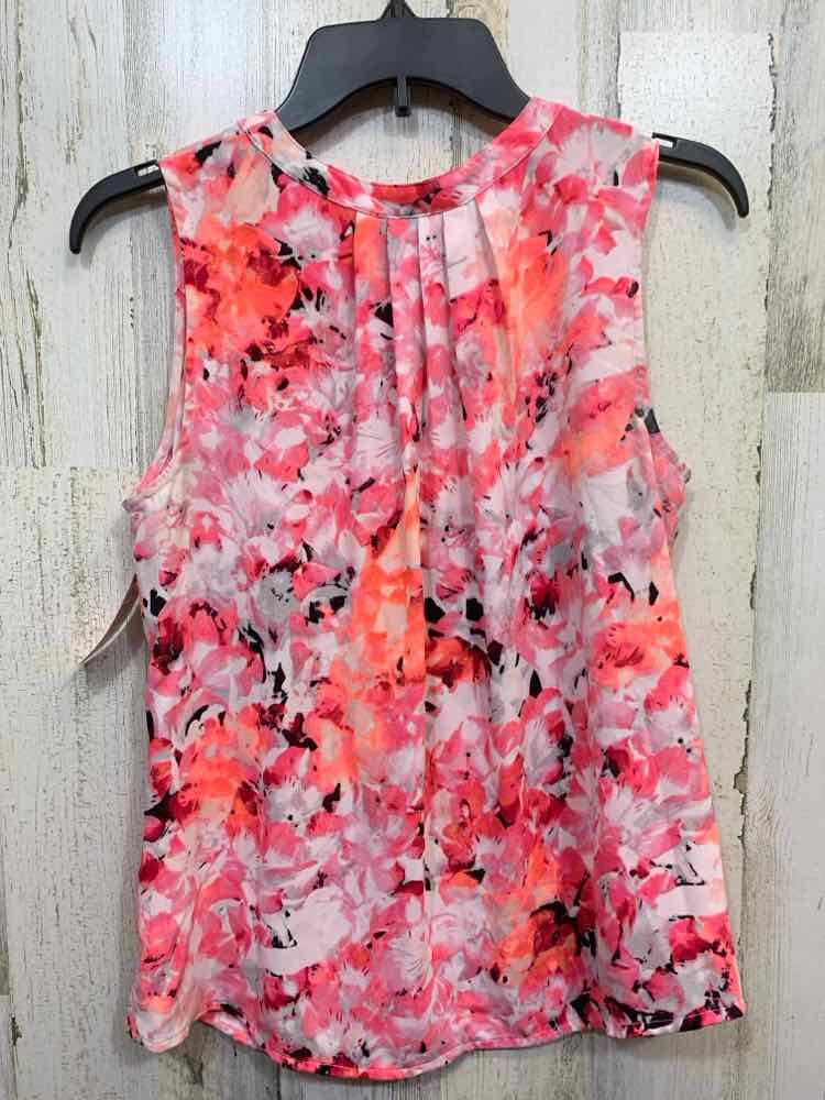 PRE-OWNED APT. 9 Tops Size PM BLK/WHT/PNK/BGE ABSTRACT SLEEVELESS Blouse