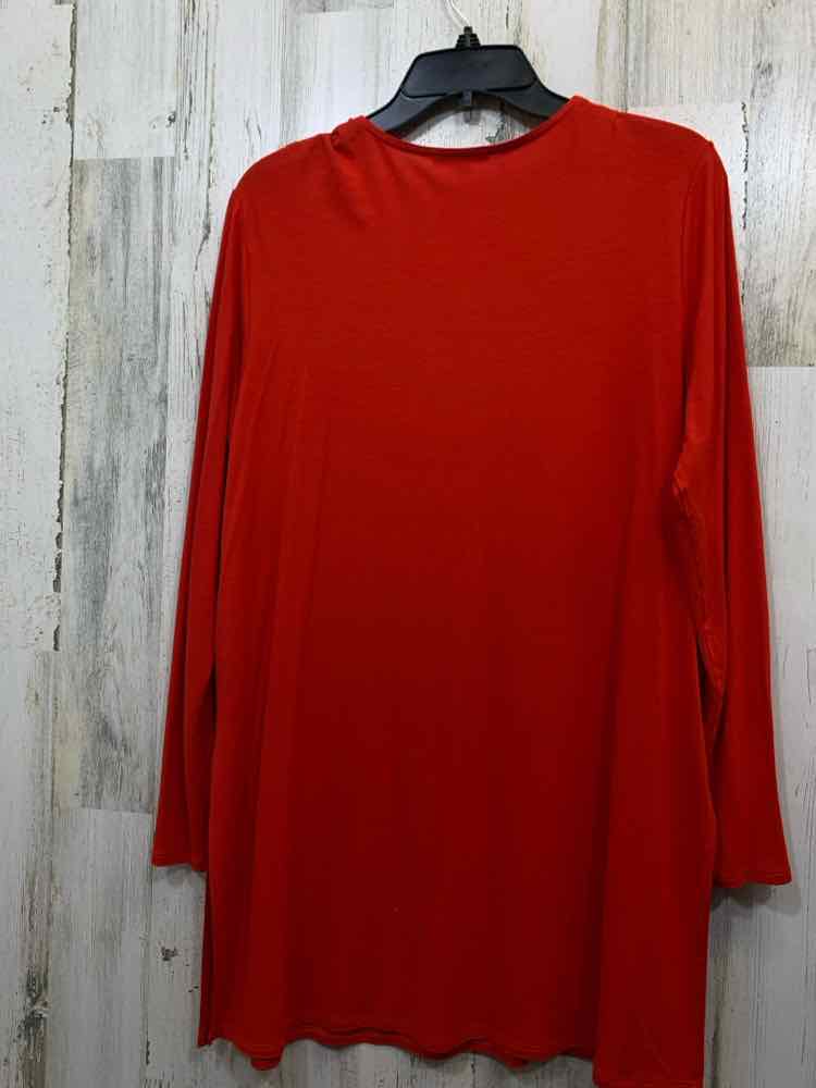 PRE-OWNED EILEEN FISHER Tops Size M Red LONG SLEEVE/SCOOP NECKLINE TUNIC