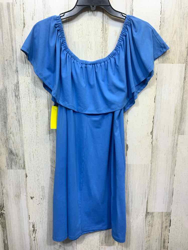 PRE-OWNED AS U WISH Dresses and Skirts Size L Blue Solid OFF SHOULDERS Dress/BLU