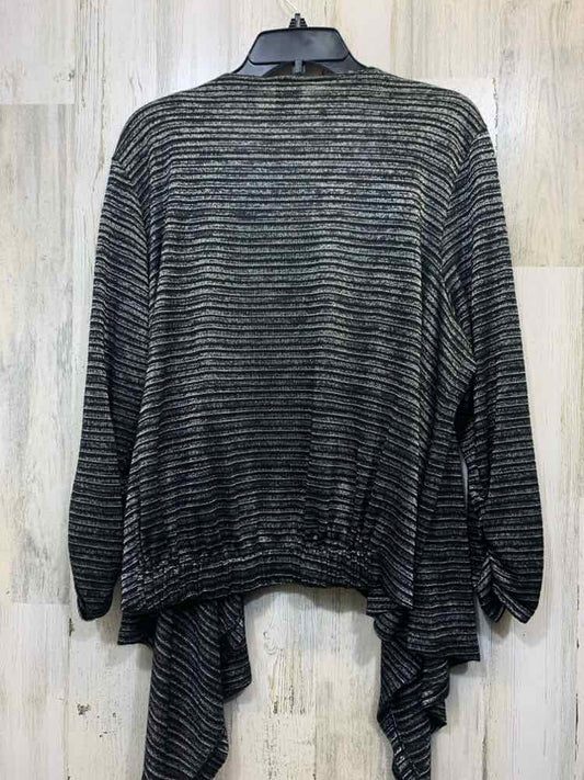 RAFAELLA PLUS SIZES Size 2X BLK/SILVER STRIPES CARDIGAN Cardigan