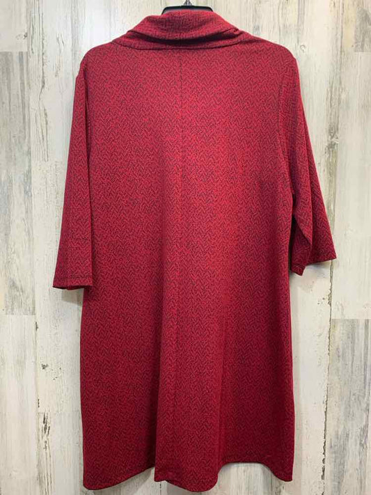 PRE-OWNED NORTH STYLE PLUS SIZES Size 2X RED/BLK 3/4 SLEEVE Dress/COWL NECKLINE