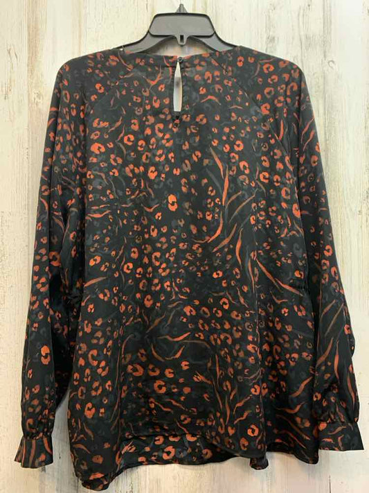 NINE WEST Tops Size XL BLK/RUST LEOPARD LONG SLEEVES TOP