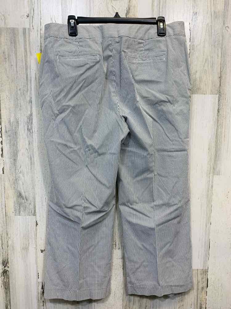 PRE-OWNED Size 16P LIZ CLAIBORNE BLK/WHT STRIPES WIDE LEG Pants/2 FRONT POCKETS