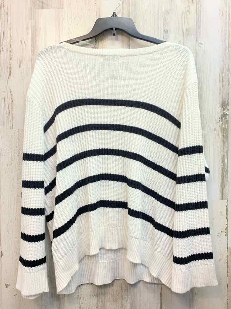 NWT AVA & VIV Tops Size 3X WHITE/BLACK Stripe SWEATER Sweater/WHITE/BLACK STRIPE