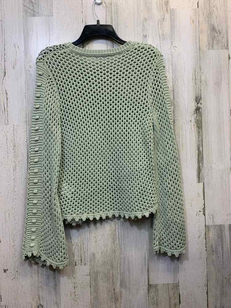 PRE-OWNED ANOTHER LOVE Tops Size XS PASTEL GREEN CROCHET LONG SLEEVES TOP/PASTEL