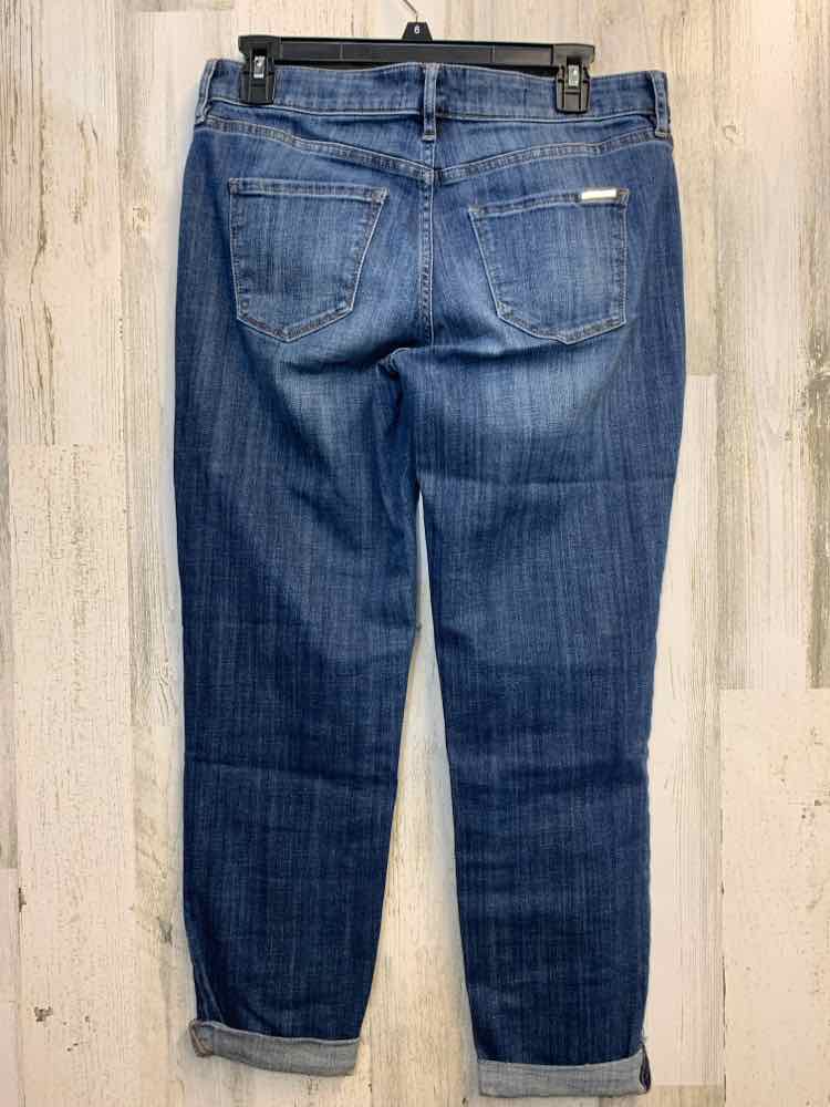 Size 4 WHITE HOUSE/BLACK MARKET BOTTOMS DARK BLUE Denim MID RISE Jeans