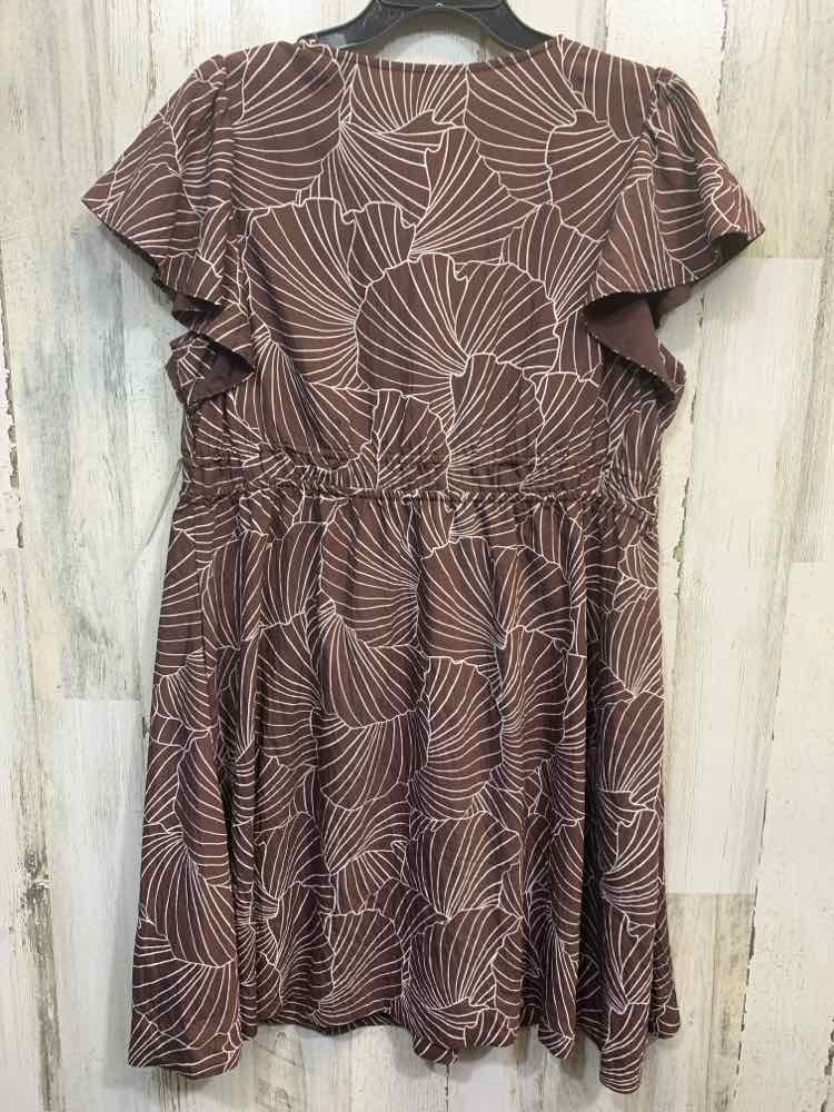 NWT A NEW DAY Dresses and Skirts Size XL BROWN/WHT TROPICAL BLOUSON Dress/BROWN/
