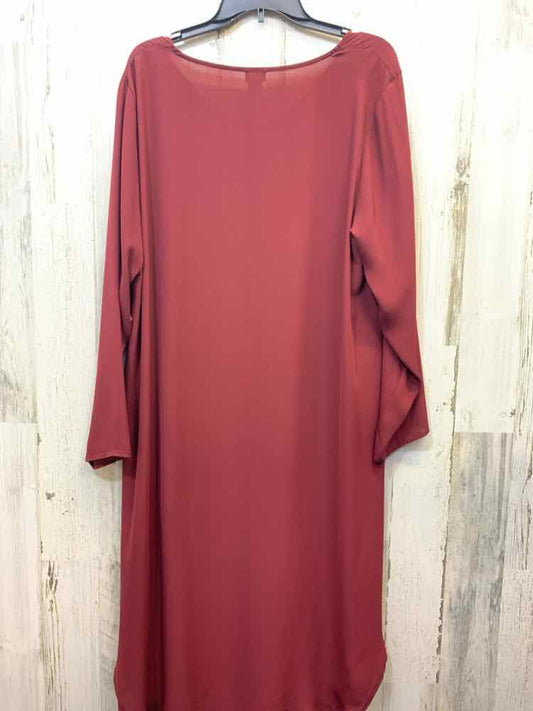 PRE-OWNED CHICOS Tops Size 3 BURGANDY Solid SHEER TOP/BURGUNDY SHEER LONG SLEEVE