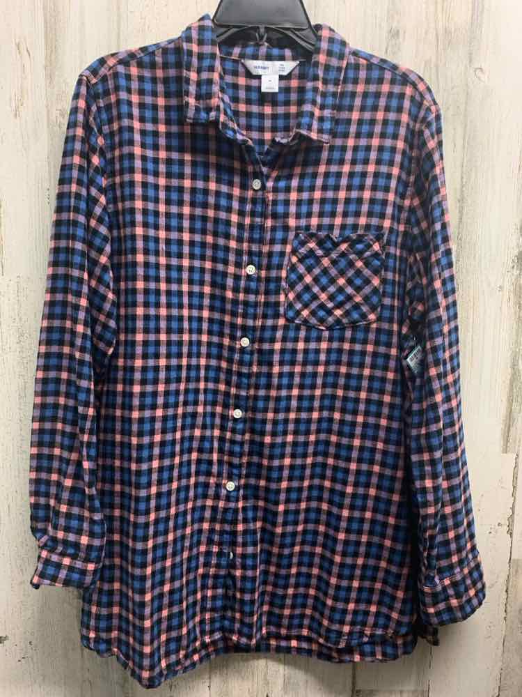 OLD NAVY Tops Size XL PINK/BLK/BLU Checkered TUNIC Shirt
