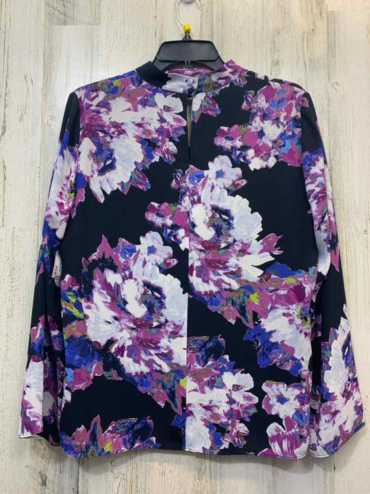 THE LIMITED Tops Size PM BLK/PUR Floral LONG SLEEVES TOP