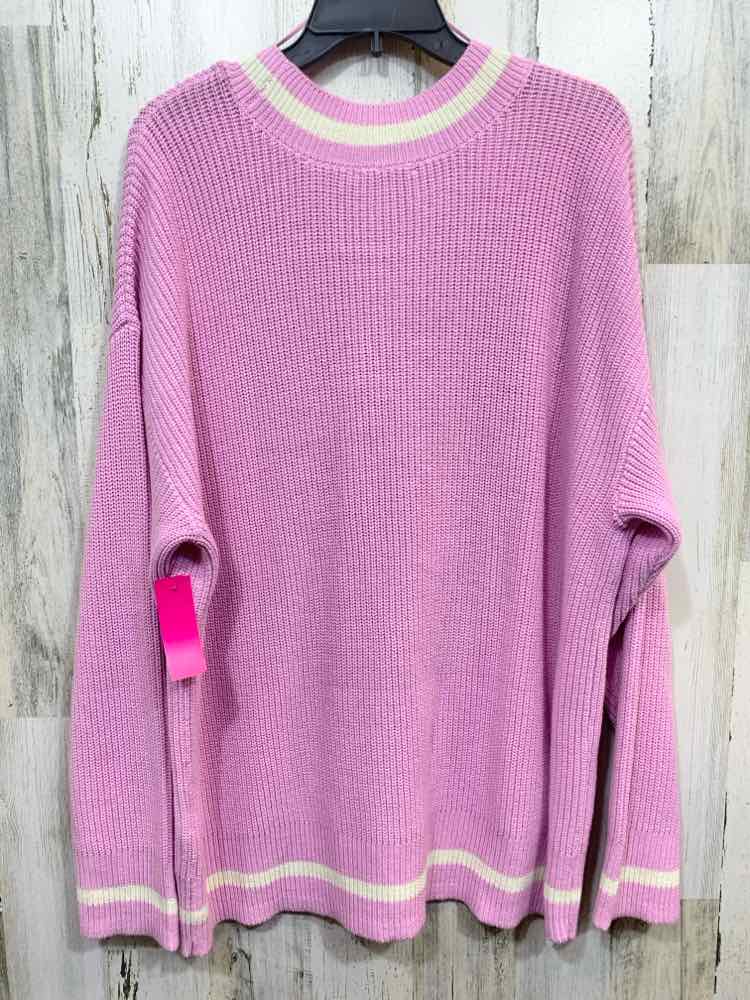 NWT ON 34TH Size L Tops MAUVE RIB KNIT LONG SLEEVES V NECKW/CREAM TRIM SWEATER