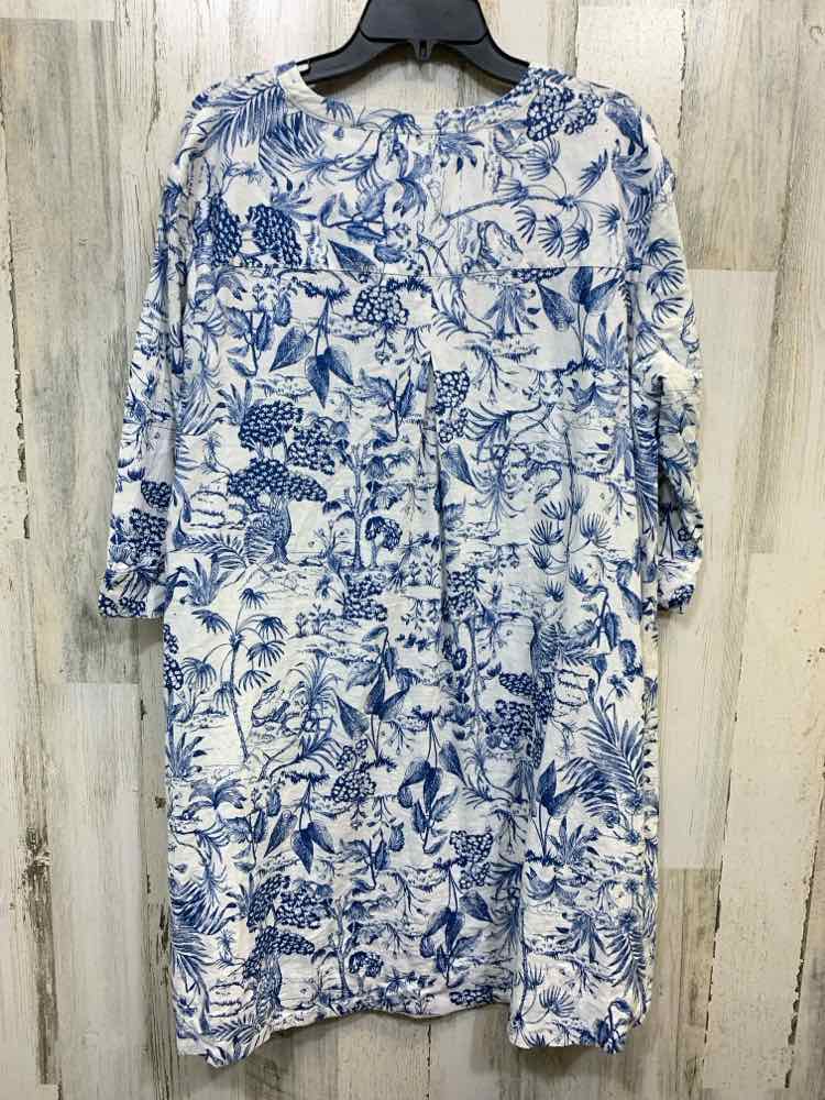 NWT NICOLE MILLER Dresses and Skirts Size L WHITE/BLUE TROPICAL Dress/WHITE/BLUE