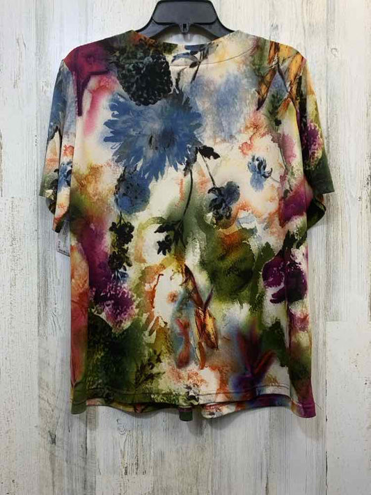 PRE-OWNED SOUTHERN LADY Tops Size L FALL COLORS WATER COLORS SHORT SLEEVES TOP/S