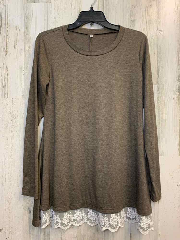 PRE-OWNED Tops Size S Brown Solid LONG SLEEVES TOP/LONG SLEEVE BROWN TOP.