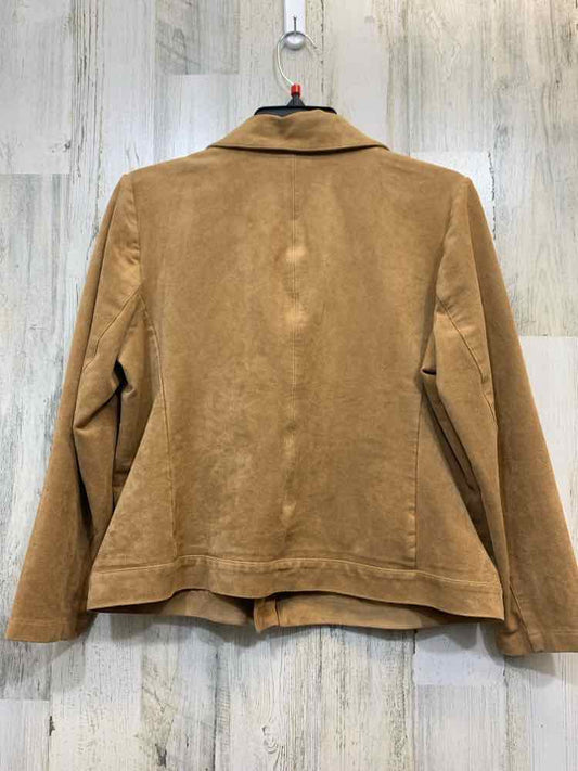 CHICOS JACKETS / COATS Size 2P Camel Suede JACKET Jacket