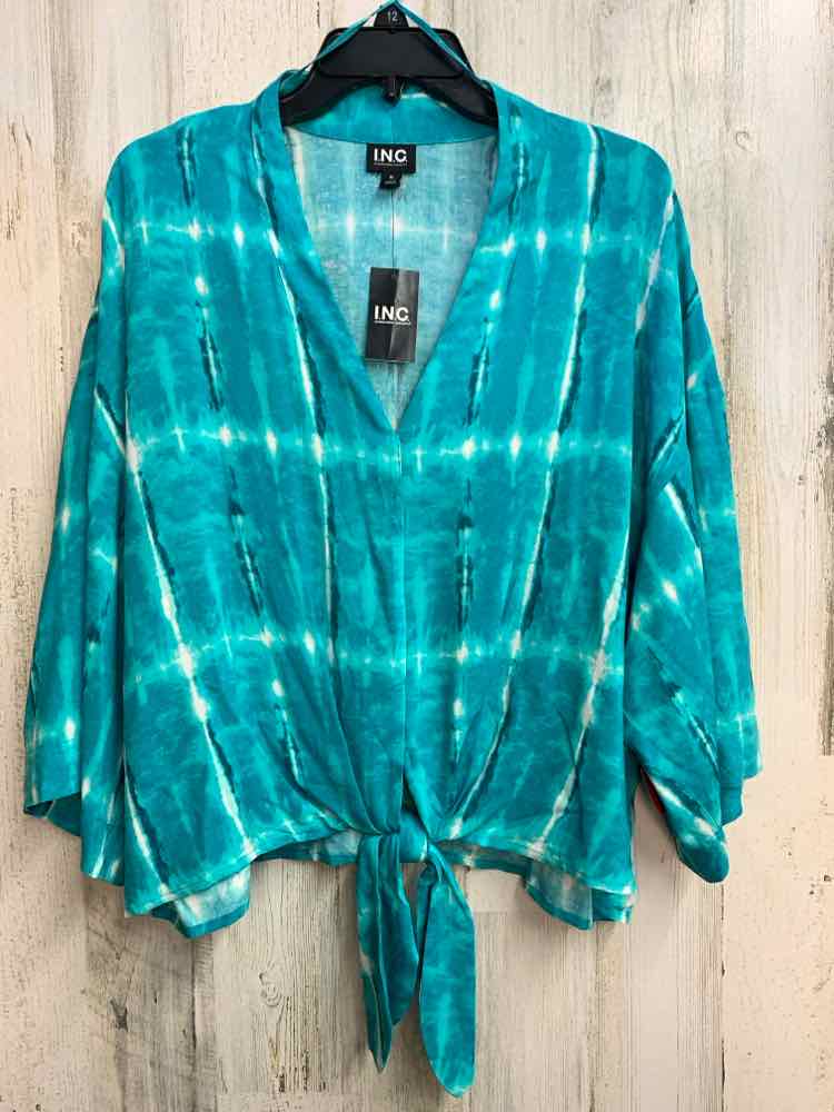 NWT INC Tops Size XL BLU/AQUA TIE DYE SHORT SLEEVES TOP