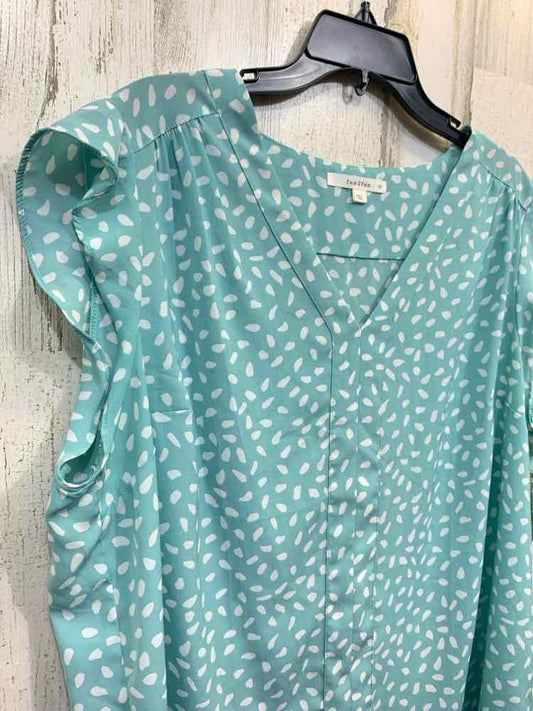 PRE-OWNED FUN2FUN/V-NECK PANEL RUFFLE SLEEVE TANK