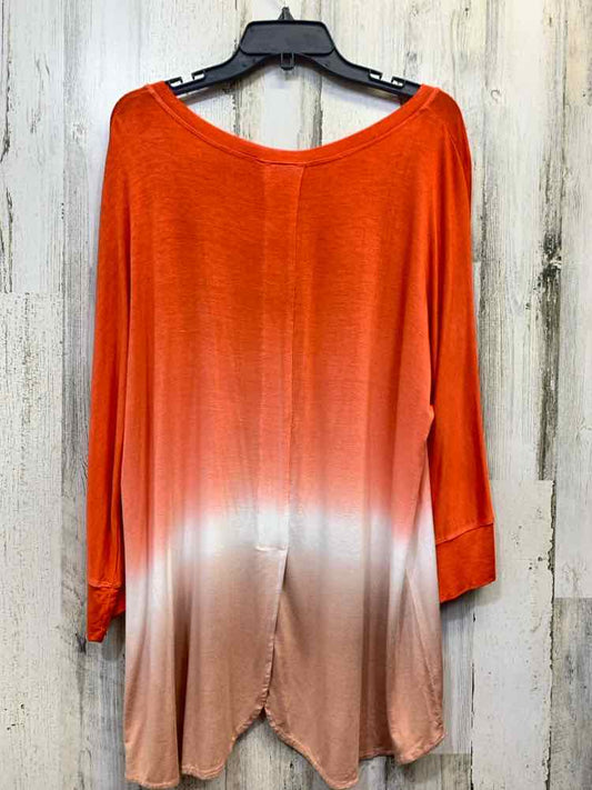 PRE-OWNED JMS PLUS SIZES Size 2X ORANGE/WHITE OMBRE LONGSLEEVE TOP/LONG SLEEVE O
