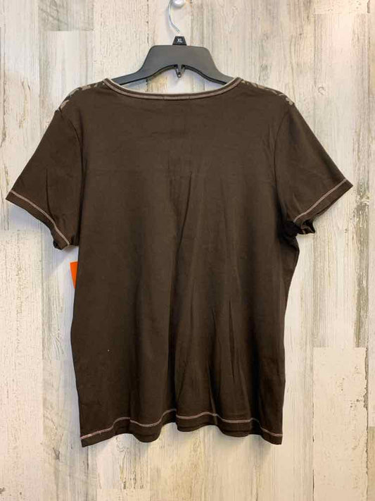 PRE-OWNED BLUE CANYON PLUS SIZES Size 1X BONE Floral SHORT SLEEVES TOP