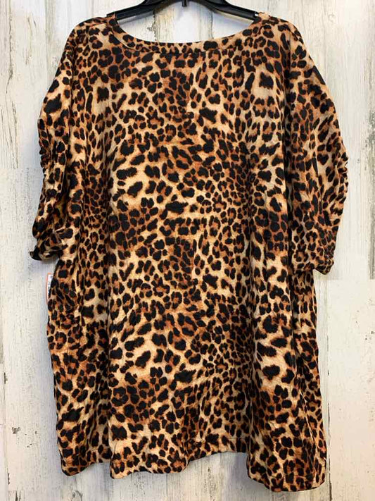 NWT AVA & VIV PLUS SIZES Size 3X BRN/BLK LEOPARD DOLMAN TOP