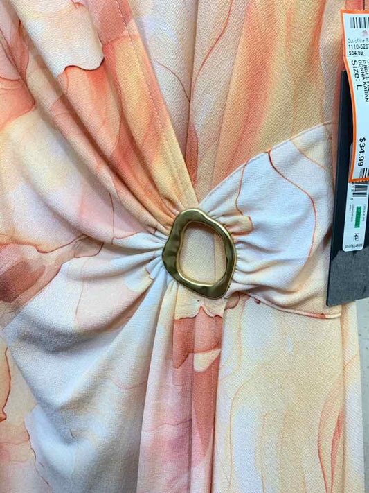 NWT DONNA KARAN Dresses and Skirts Size L ORANGE/WHITE Floral SLEEVELESS Dress