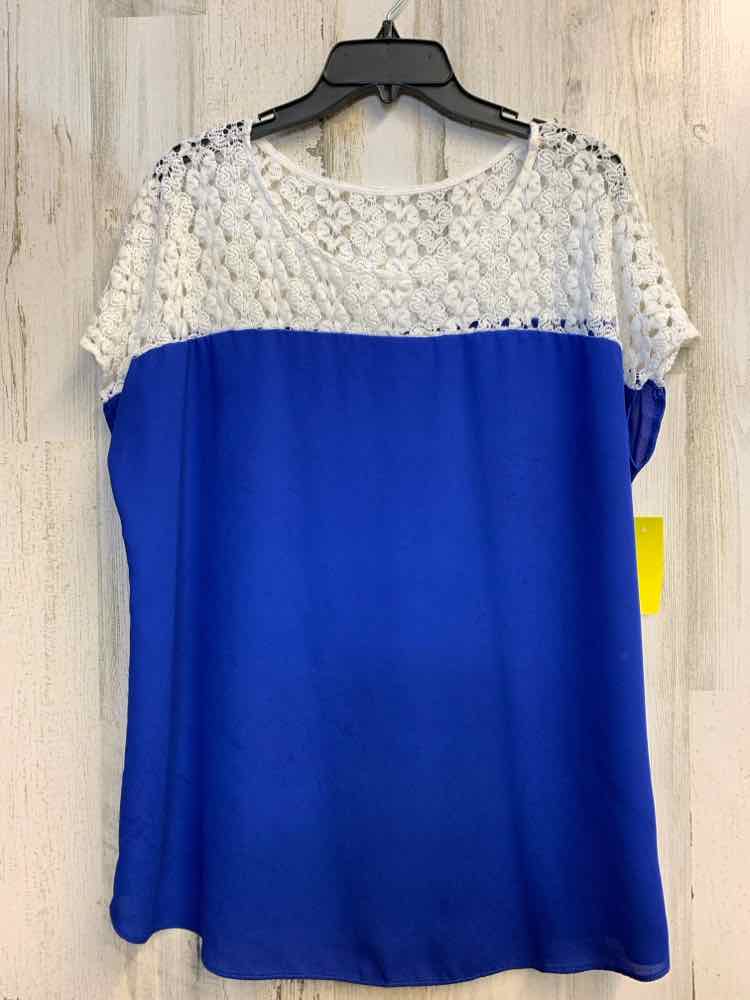 SIGNATURE STUDIO Tops Size L ROYAL BLUE/WHT DOLMAN TOP