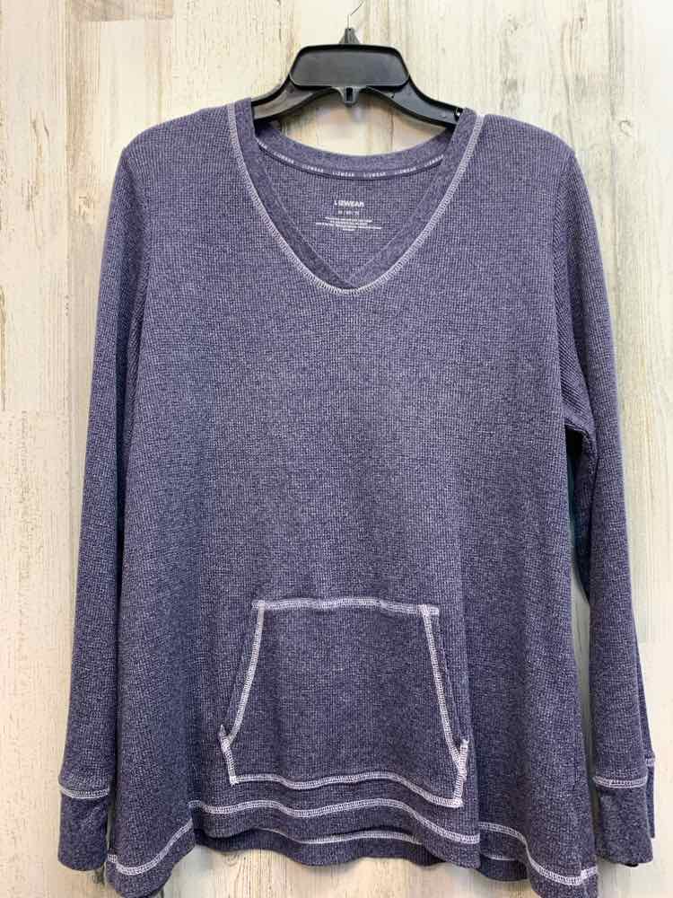 LIZ WEAR Tops Size XL HEATHER BLUE WAFFLE KNIT LONGSLEEVE TOP