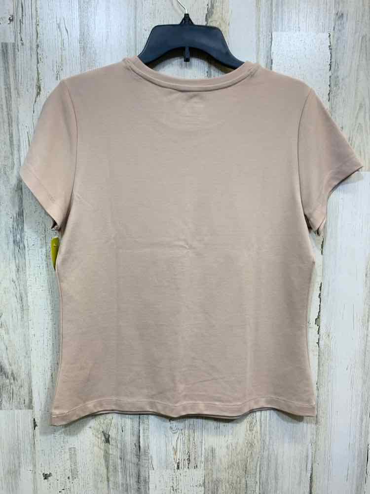 PRE-OWNED CE CE Size L White LINED 3/4 SLEEVE Blouse/RUCHED SLEEVE ROUND NECK/RU