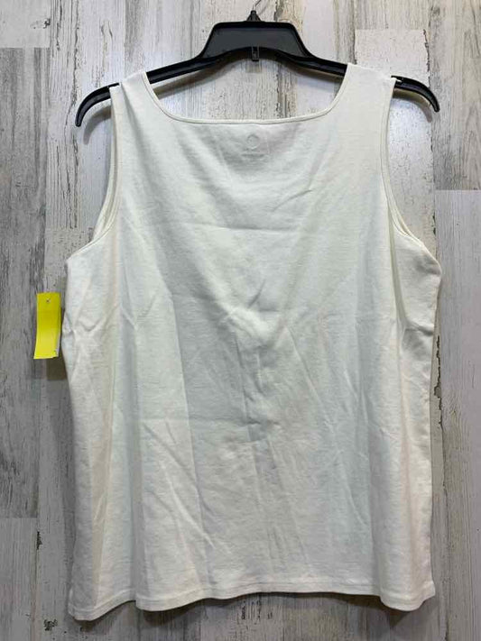 PRE-OWNED RUBY RD Tops Size 1X White COTTON Solid SLEEVELESS Tank Top