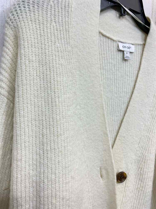 NWT ON 34TH Size M Tops Cream RIB KNIT LONG SLEEVE/V NECK BUTTON UP CARDIGAN