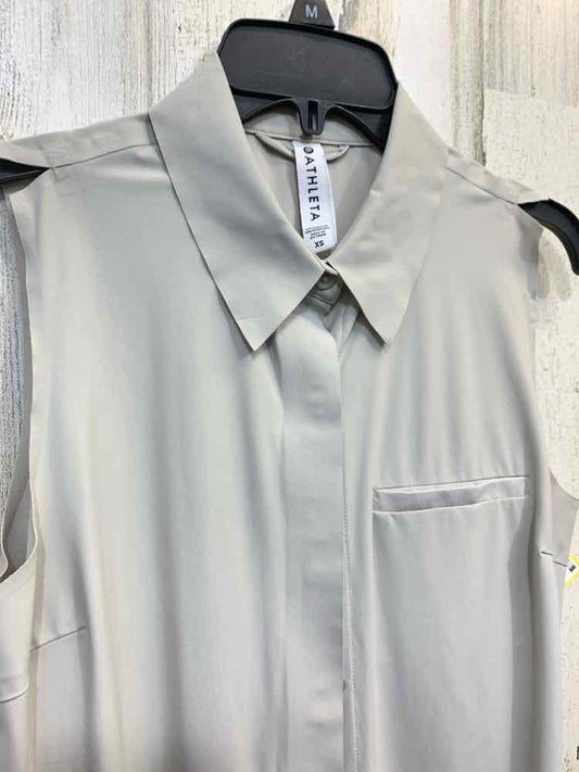 PRE-OWNED ATHLETA Tops Size XS BIEGE BUTTON UP Blouse/BEIGE SLEEVELESS BUTTON UP