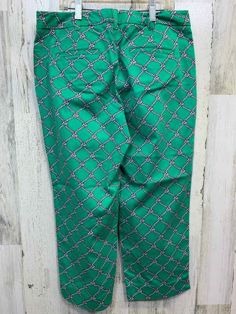 PRE-OWNED Size 4 TALBOTS BOTTOMS GREEN/WHITE/BLACK ROPE/CHAIN CAPRI Pants/CAPRI