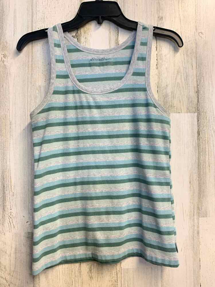 PRE-OWNED EDDIE BAUER Tops Size M GRAY/AQUA/GREEN Stripe TANK TOP Tank Top/U- SH