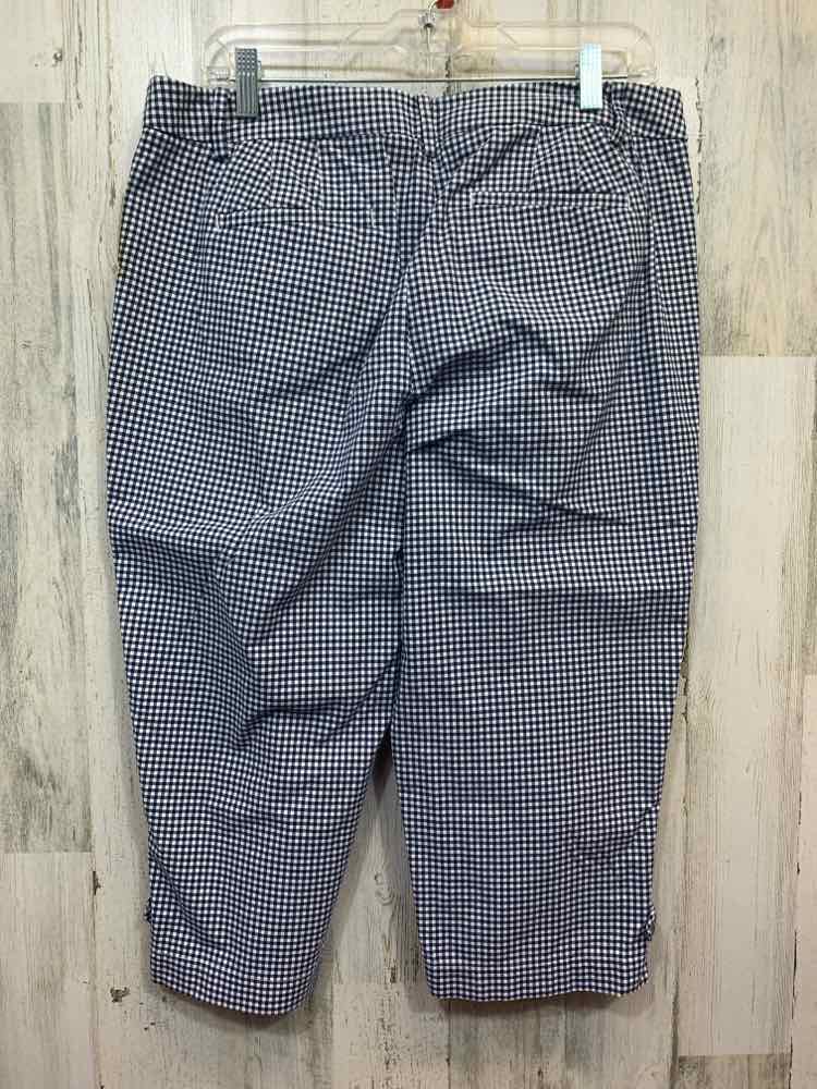 PRE-OWNED Size 12P TALBOTS BOTTOMS FLAT FRONT WHT/NVY CHECKERED CAPRI