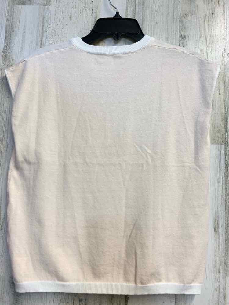 PRE-OWNED Tops Size S Cream SLEEVELESS TOP/WHITE TRIM NECKLINE & BOTTOM