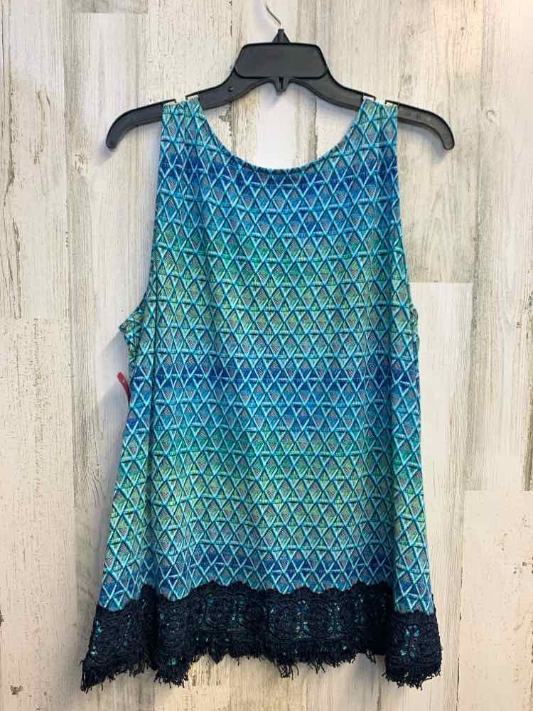 STYLUS PLUS SIZES Size 2X BLU/GREEN DIAMOND SLEEVELESS TOP
