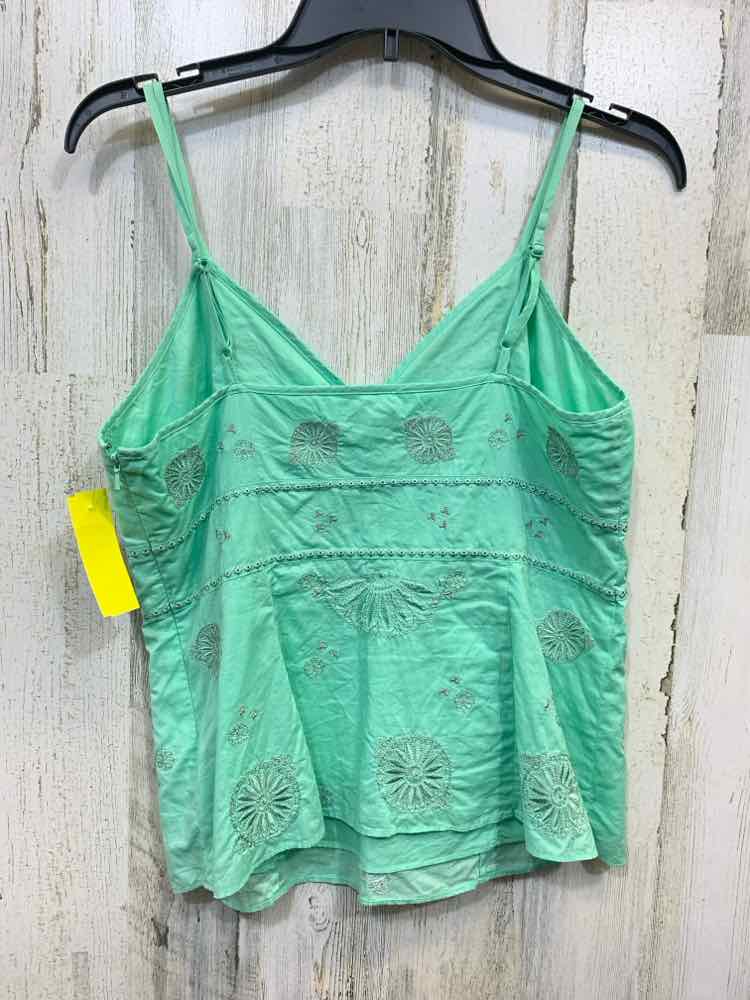 PRE-OWNED ISLAND REPUBLIC Tops Size 8 AQUA STITCHING TANK TOP Tank Top/AQUA TANK