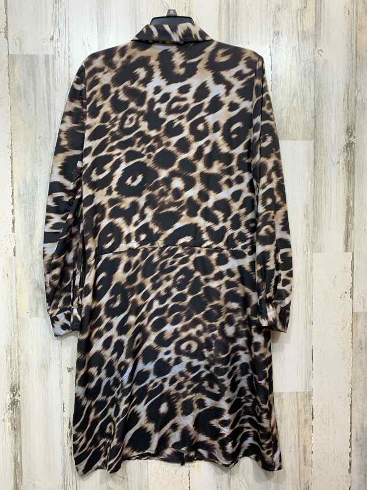 PRE-OWNED CALVIN KLEIN Dresses and Skirts Size 10 BLACK/BROWN CHEETAH Dress/CHEE