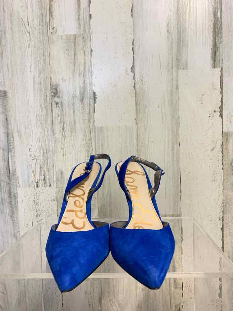 PRE-OWNED SAM EDELMAN SHOES Shoe Size 8.5 Royal Blue Suede Solid HEEL Shoes/ROYA