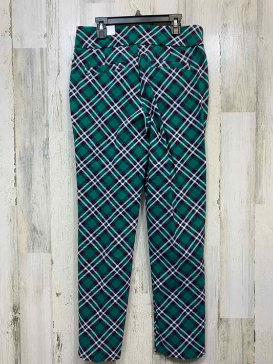 NWT Size 6P KIM ROGERS BOTTOMS GRN/WHT Plaid TAPERED Pants