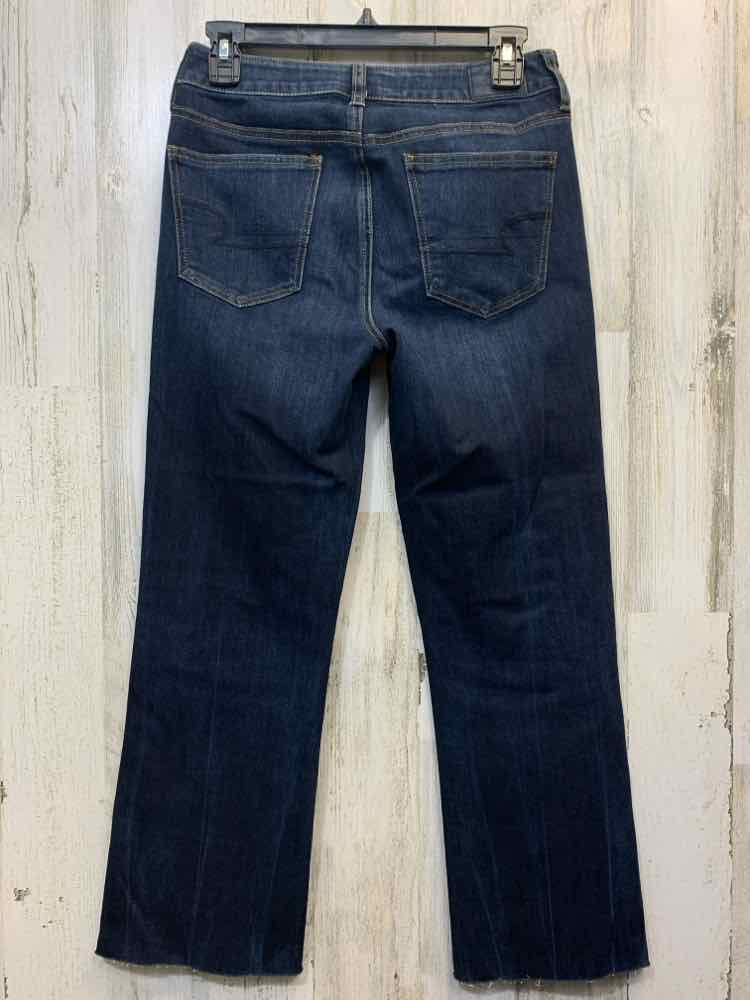 Size 4 AMERICAN EAGLE BOTTOMS DARK BLUE Denim HIGH RISE Jeans